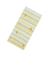 Yellow Handloom Linen Saree With Embroidered Floral Motifs-LI0769