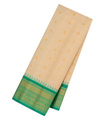Taupe Handloom Gadwal SICO Saree With Cotton Body & Silk Border-GA0405