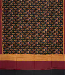 Black Printed Pure Silk Saree With Floral Motifs-PS0837