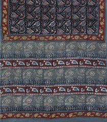 Grey Printed Jaipur Cotton Saree With Floral Motifs-JC1470
