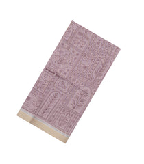Dusty Pink Printed Art Dupion Saree With Contrast Border-BL5069