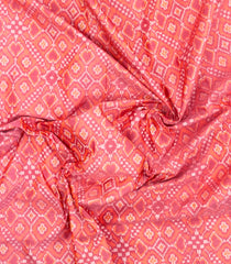 Light Peach Handloom Pochampally Ikat Silk Saree With Tie & Dye Motifs -IK0418