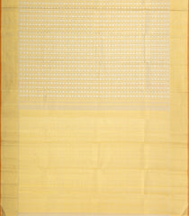 Cream Handloom Tissue Kanchipuram Silk Saree With Checks & Floral Motifs-KA15672