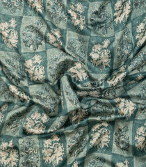 Shadow Green Printed Chanderi Cotton Saree With Zari Border-CC1510