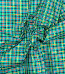 Aquamarine Handloom Silk Saree With Madras Checks-KA16442