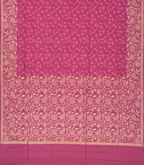 Dusty Pink Handwoven Banarasi Silk Saree With Floral Motifs