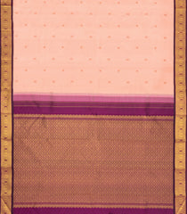 Light Peach Handloom Korvai Kanchipuram Silk Saree With Buttas-KA16429
