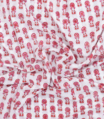 White Printed Jaipur Cotton Saree With Floral Motifs-JC1505