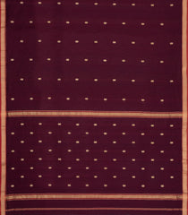 Dark Maroon Handloom Maheswari Silk Cotton Saree With Floral Buttas-SC4899