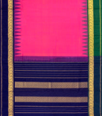 Hot Pink Handloom Korvai Kanchipuram Silk Saree With Ganga Jamuna Border-KA14798