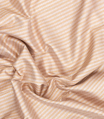 Taupe Handloom Korvai Kanchipuram Silk Saree With Zari Stripes-KA15359