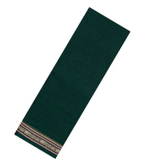 Bottle Green Woven Chirala Cotton Saree With Contrast Border-CR1399