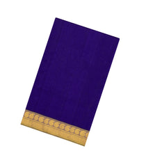 Violet Handloom 9 Yards Silk Cotton Saree With Contrast Border-SC4445