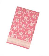 Peach Handloom Banarasi Silk Saree With Floral Motifs-BE1424
