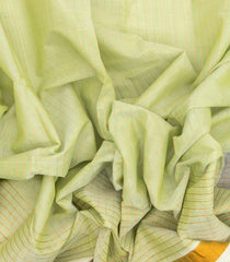 Light Green Handloom Venkatagiri Cotton Saree With Stripes