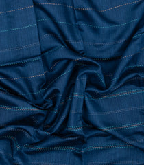 Blue Printed Tussar Silk Saree With Floral Motifs In Border-TU3678