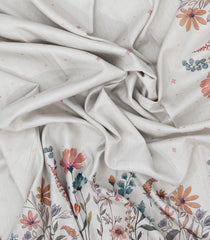 Off White Woven Synthetic Dola Silk Saree With Printed Floral Motif-BL4460