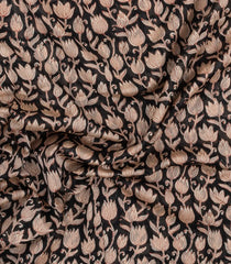 Black Printed Chanderi Cotton Saree With Floral Motifs-CC1761