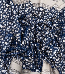 Navy Blue Handloom Organza Satin Soft Silk Saree With Floral Motifs-SO4111