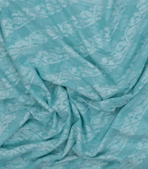 Cyan Handloom Bengal Cotton Saree With Floral Jaal motifs-BG1801