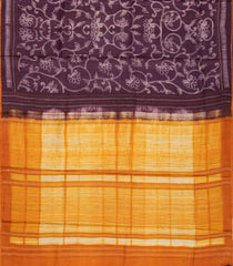 Lilac Handloom Tussar Silk Saree With Printed Floral Motifs & Contrast Pallu-TU2816