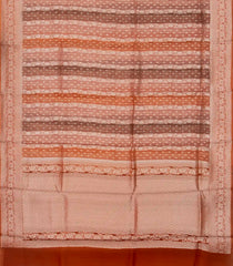Peach Handloom Banarasi Organza Silk Saree With Floral Stripes-BE1583