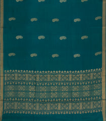 Teal Woven Tussar Silk Saree With Mango Motifs & Zari Border-TU3525