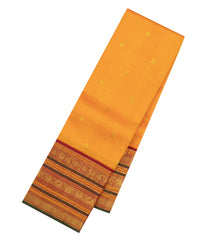 Mango Yellow Handloom Korvai Kanchipuram Silk Saree With Buttas & Contrast Border-KA16793