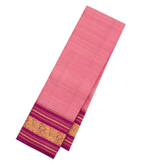 BubbleGum Pink Handloom Kanchipuram Silk Saree With Checks-KA14351