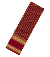 Crimson Handloom Kanchi Cotton Saree With Checks & Buttas-KC1648