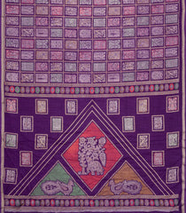 Dark Purple Printed Synthetic Dola Silk Saree With Zari Border-SY0254