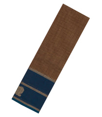 Brown Handloom Kanchi Cotton Saree With Checks & Contrast Border-KC1682