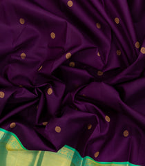 Dark Purple Korvai Handloom Kanchipuram Silk Saree With Ganga Jamuna Border-KA14212