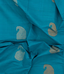 Cyan Handloom Village Cotton Saree With Buttas-VC1615