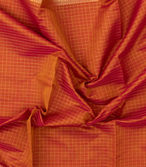 Orange Handloom Silk Cotton Saree With Checks-SC4299
