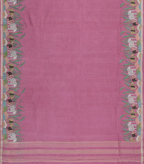 Pink Pritned Dupion Saree With Zari Checks & Border -BL5000