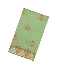 Cardamom Green Woven Synthetic Blended Saree With Embroidered Motifs-EN2087