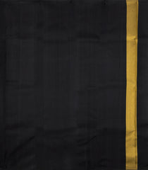 Black Handloom Korvai Kanchipuram Silk Saree With Combtooth Border-KA16689