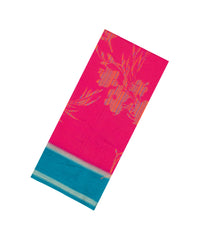 Hot Pink Printed Synthetic Dola Saree With Contrast Border-BL5414