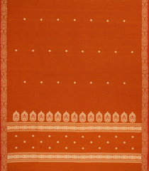 Orange Handloom Bengal Cotton Saree With Floral Buttas-BG1624