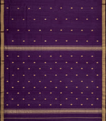 Dark Purple Handloom Maheswari Silk Cotton Saree With Floral Buttas-SC4957