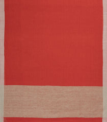 Red Handwoven Bengal Cotton Saree With Grey Border-BG1486