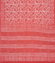 Peach Printed Jaipur Cotton Saree With Floral Motifs-JC1617