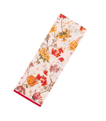 Off White Printed Crepe Silk Saree With floral Motifs-PS0929