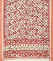 Red Handloom Chanderi Cotton Saree With Printed Floral Motifs-CC1312