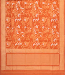 Orange Handloom Banarasi Tanchoi Silk Saree With Meena Bird Motifs-BE1832