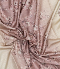 Cream Printed Synthetic Tussar Silk Saree With Lilac Border-SY0039