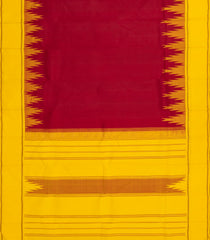 Crimson Handloom Korvai Kanchipuram Silk Saree With Yellow Temple Border-KA14070