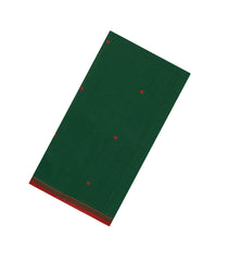 Bottle Green Handloom Bengal Cotton Saree With Coin Buttas-BG1759