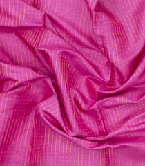 Hot Pink Woven Dupion Silk Saree With Dotted Stripes & Contrast Border-DS0626